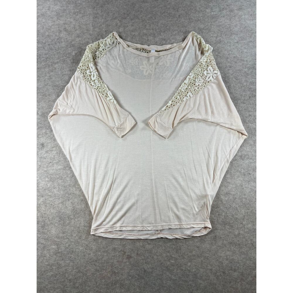 Pinkblush Maternity Beige Cream Crochet Detail Dolman 3/4 Sleeve Top Medium